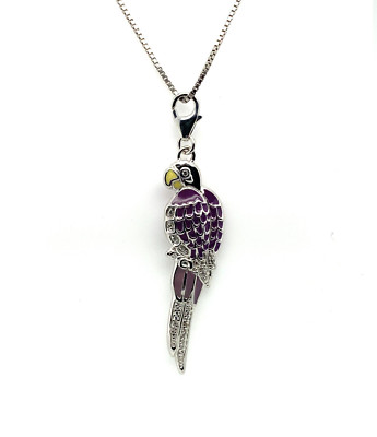 Damen Papagai Anhänger mit Zirkonia Steinen und Emaille 925 Sterling Silber