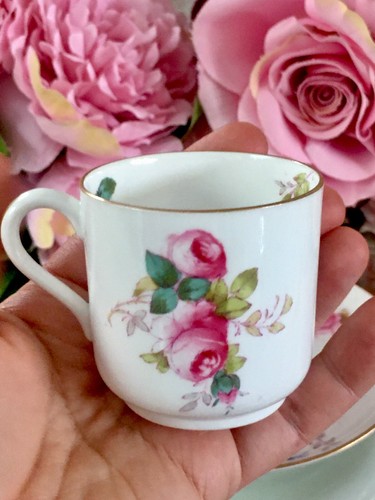 Goode Spode Copeland Small Bone China Tea Coffee Cup Paint Roses Bows HAIRLINE - Picture 7 of 12