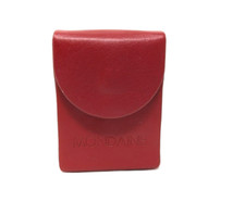 Mondaine Travel Alarm Clock Red Leather Case Holder Snap Closure