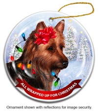 Australian Terrier All Wrapped Up For Christmas Holiday Ornament