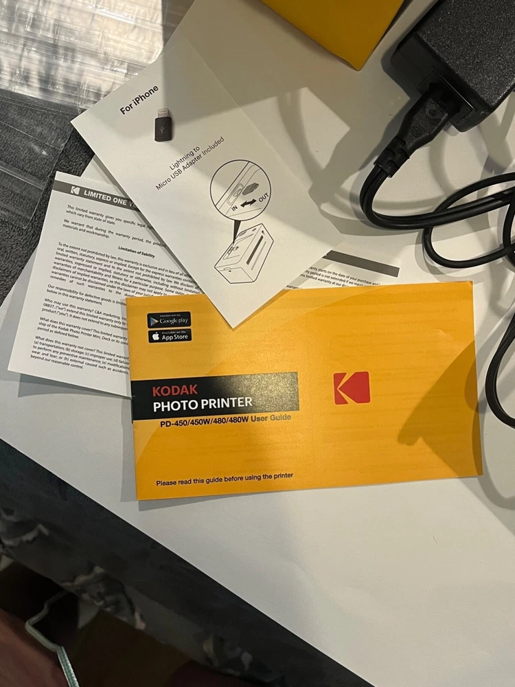 Kodak Wireless Portable Digital Photo Printer PD450W Dock + Cables