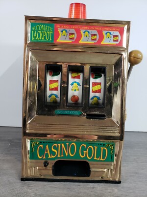 VINTAGE WACO CASINO GOLD TOY SLOT MACHINE BANK PARTS OR REPAIR ONLY 