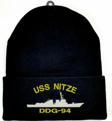 USS Nitze DDG-94 Beanie Watch Cap Skull Cap Black Embroidered Long Cuff