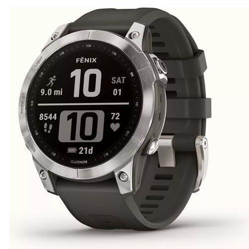 Garmin Fenix 7 Multisport Watch GPS Heart Rate Monitor - Silver Graphite - Picture 1 of 5