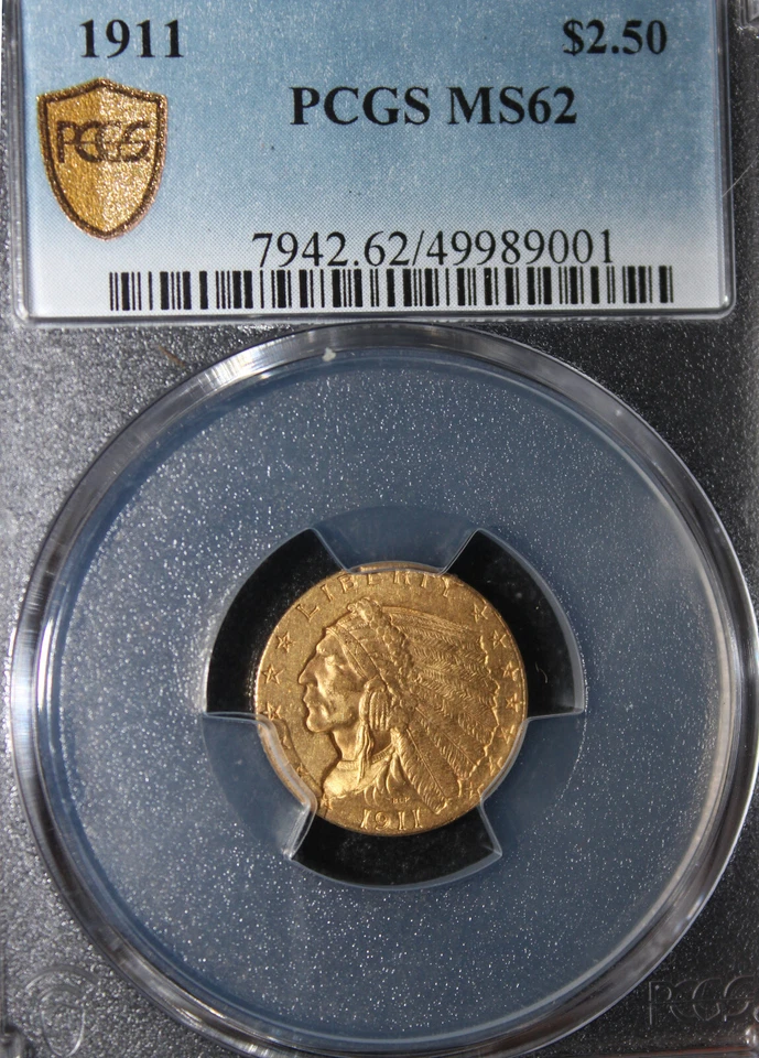 Indian Head Quarter Eagle 1911 MS62, GRADUACIÓN PROFESIONAL 49989001 Foto 3 de 4