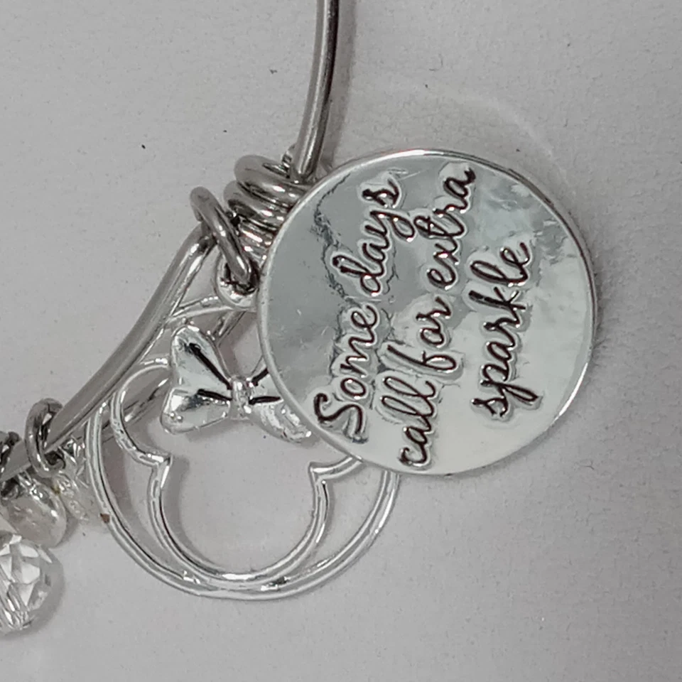 Pulsera expandible de cristal pavé brillante Disney Minnie Mouse placa de plata Foto 3 de 4