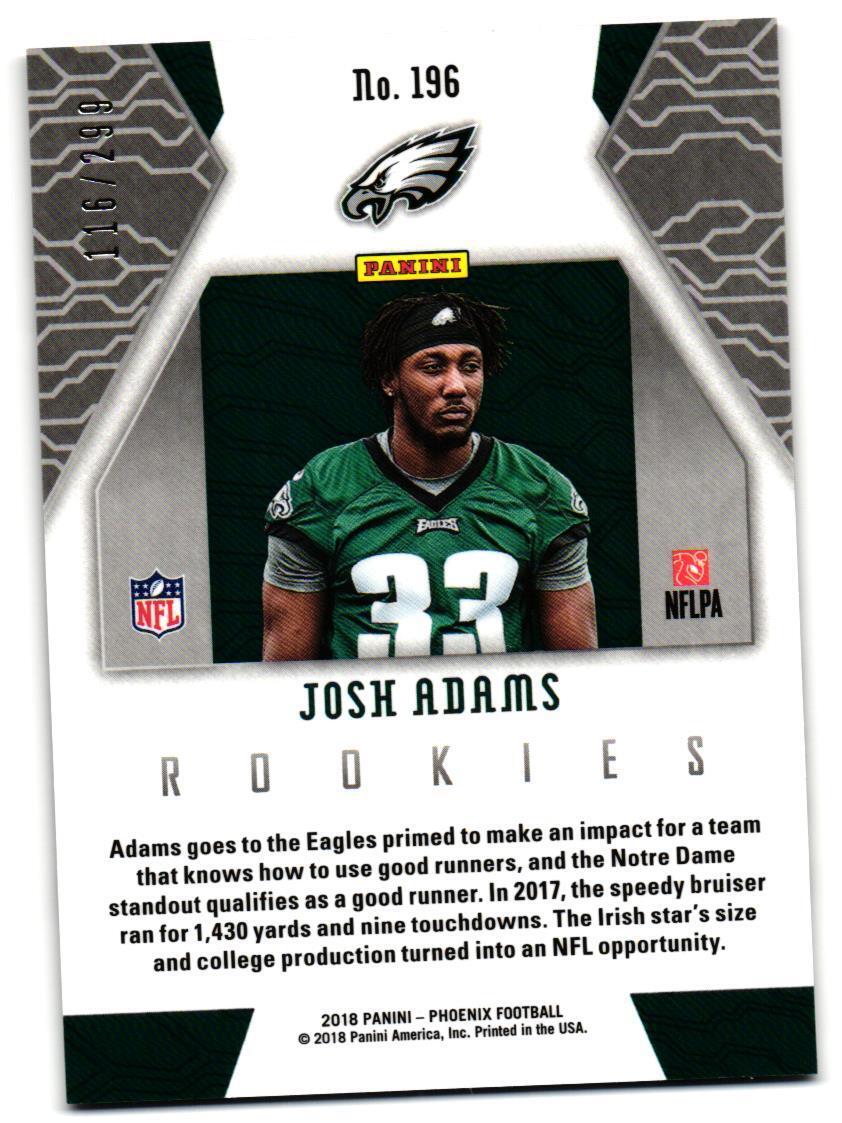 2018 Panini Phoenix - Rookies Josh Adams #196 Red /299 (RC) for