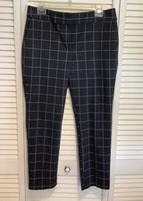 Loft Petites Ann Taylor  Marisa  Trousers Pants 8P Gray Plaid Straight Preppy