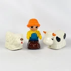 Vintage Matchbox Lesney Shufflie Sheepdog Farmer Cow 1970s White Dog Lot Of 3