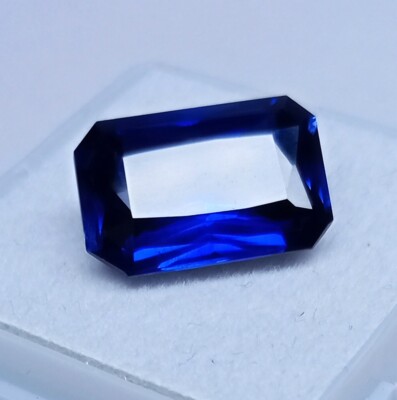 Blue Sapphire 8-10 Ct Gemstone Certified Flawless Emerald Cut Natural JP079