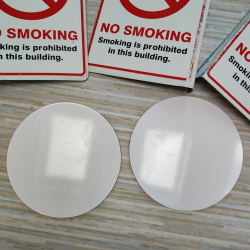 Juego de 5 letreros sin fumar No Ecigs doble cara metal y redondo Barry's Portrush - Imagen 21 de 22