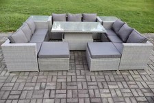 Fimous 11 Seater Rattan Garden Funiture Sets Outdoor Rising Lifting Table Sofa 