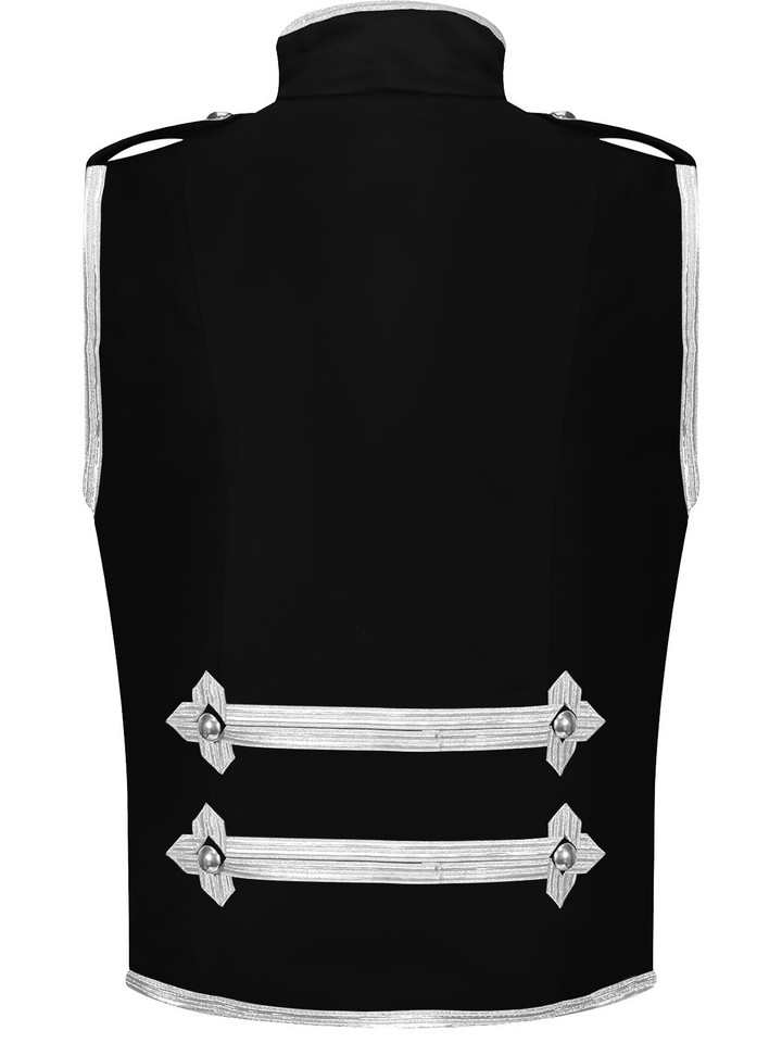 Pamposh Steampunk Hussar Napoleon Military Drummer Parade Jacket, Black & Gold, M