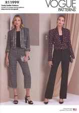 Vogue R11999 Cropped Jacket & Fitted Pants SUIT Sz 6-14 UNCUT V1993