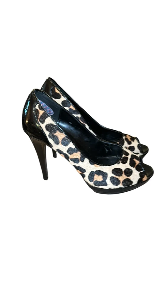 Mujer Talla 9 VANELI Estampado Leopardo Pelo de becerro Punta abierta Tacones. Foto 3 de 4