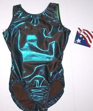 Motionwear Leotard Bodysuit Gymnastics Teal Hologram Mystique 1454 New Girl 5 6