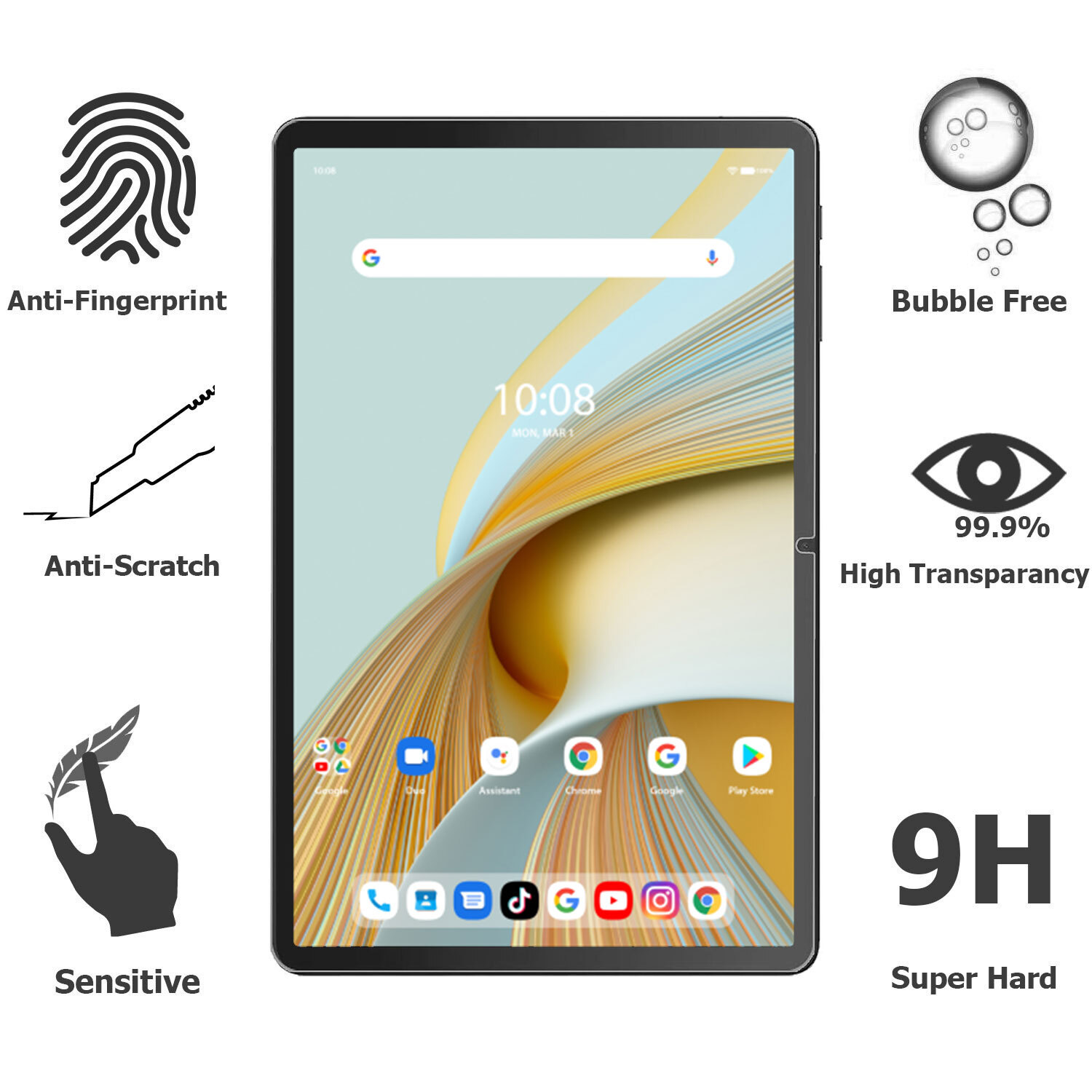 Tempered Glass Screen Protector for Vortex BTAB10 10.1in Anti-Scratch HD Clear Shield-image