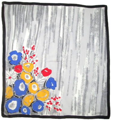 Foulard En Soie 100% Vintage - Motif Fleuri - Dimensions 83 X 85 Cm - Couleur Ivoire