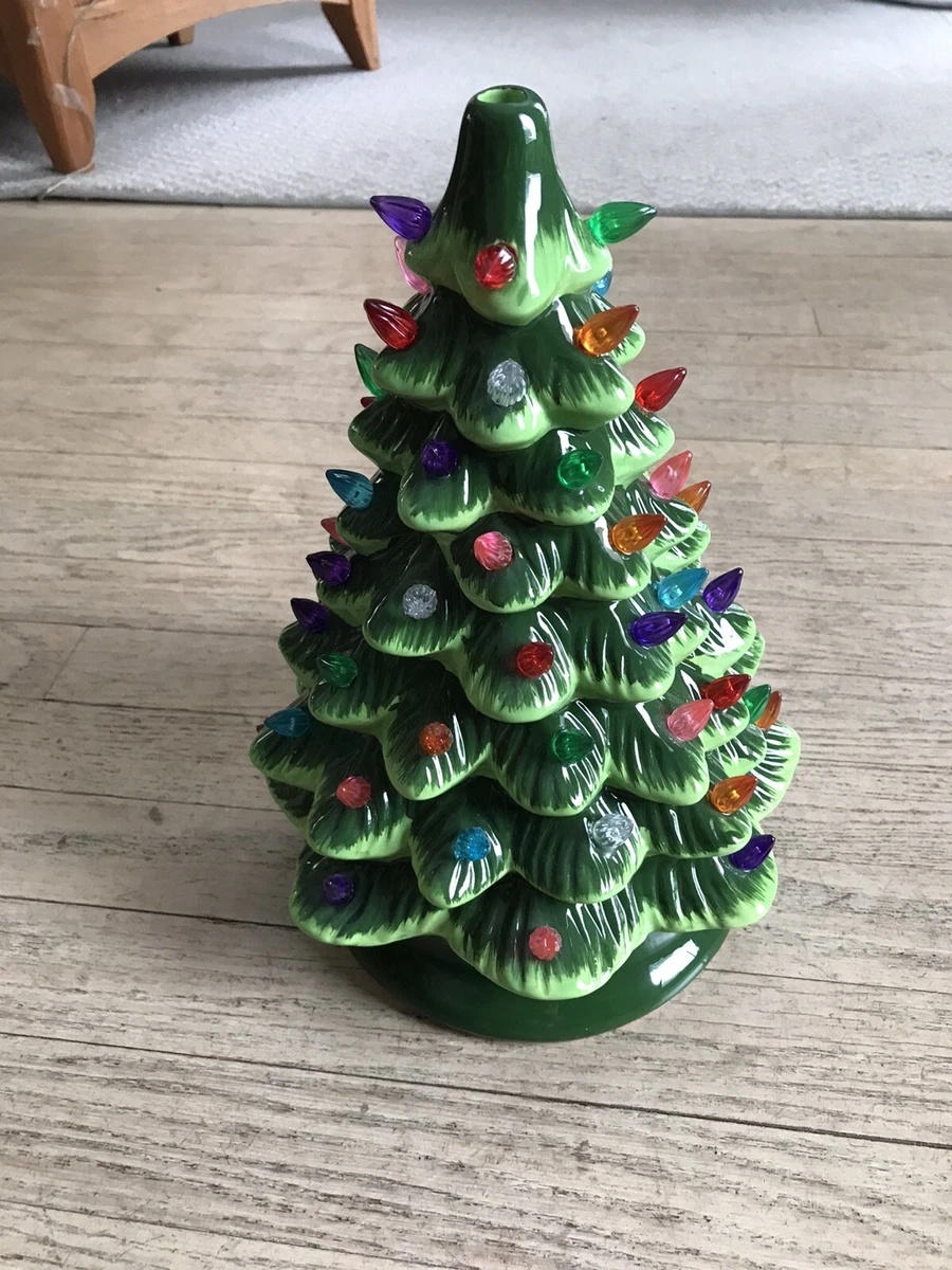 Vtg Ceramic Christmas Tree w Ornaments 12.5 tall Tree only No Light