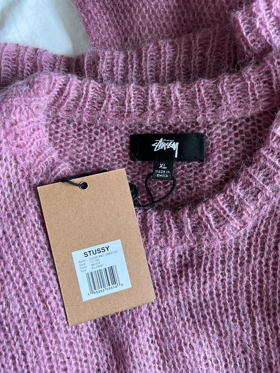 Stussy Loose Knit Logo Sweater - Size XL - Mauve Pink - Brand New