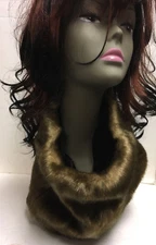 WOMEN'S REVERSIBLE CAPPUCCINO /BROWN  FAUX FUR NECK WARMER INFINITY SCARF NWT