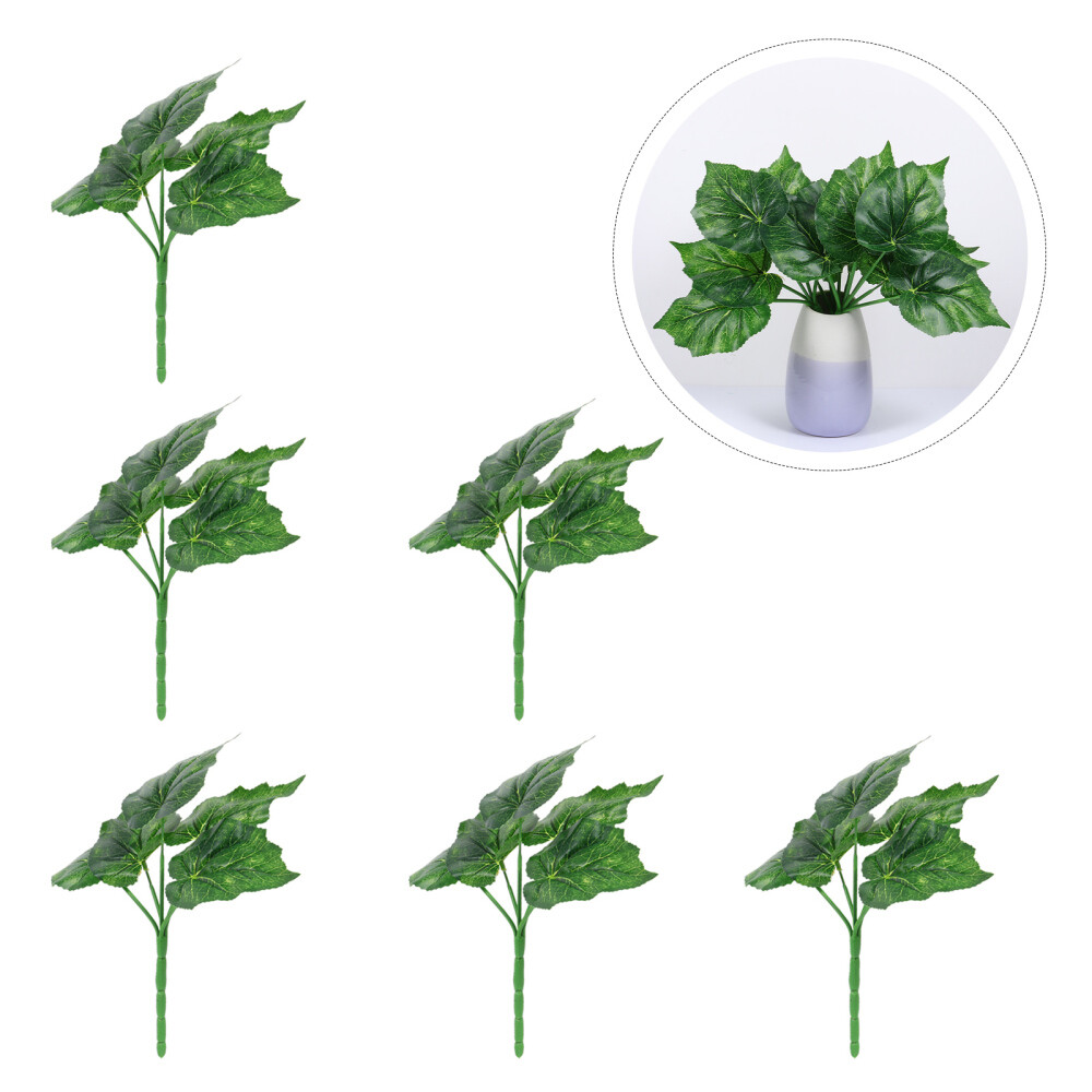 6 Pcs Fake Green Leaves Artificial Potted Plant Imitation Plants Wired