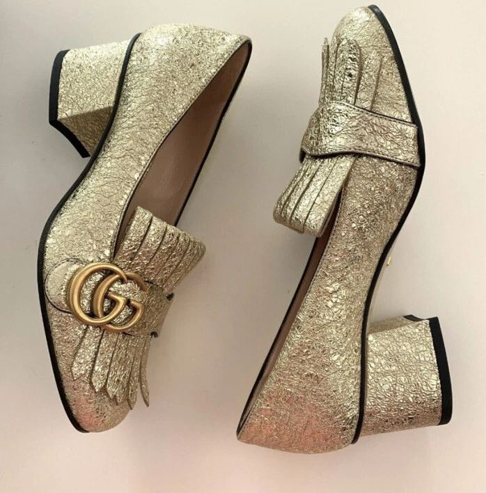 Gucci marmont deals shoes gold