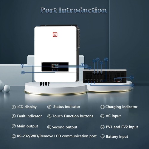 10.2KW 48V Solar Hybrid Inverter AC220V MPPT 160A Controller Dual PV Max 500V In - Bild 10 von 16