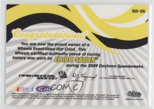 2009 Wheels Main Event Hat Dance Triple /99 Elliott Sadler #HD-ES - Picture 2 of 3
