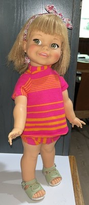 Ideal Giggles Doll Flirty Eyes 1967 GG-18 Original Outfit Clean