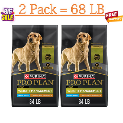 2 Pack,Purina Pro Plan Weight Management Large Breed Adult Dry Dog Food - Chicke