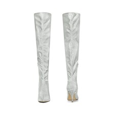 Allegra K Botas Altas Hasta La Rodilla Con Tacón De Aguja Y Puntera Puntiaguda Para Mujer, Verde