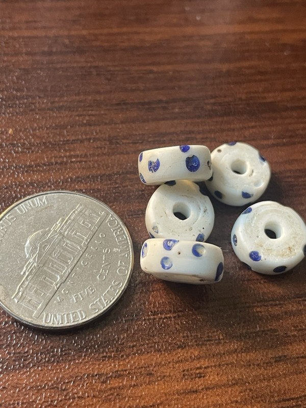 Antique Vintage White Beads With Blue Eyes