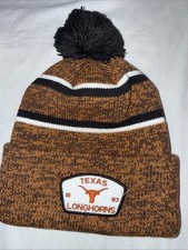 Texas Longhorns Black Orange White Beanie with Pom Pom Fan Favorite
