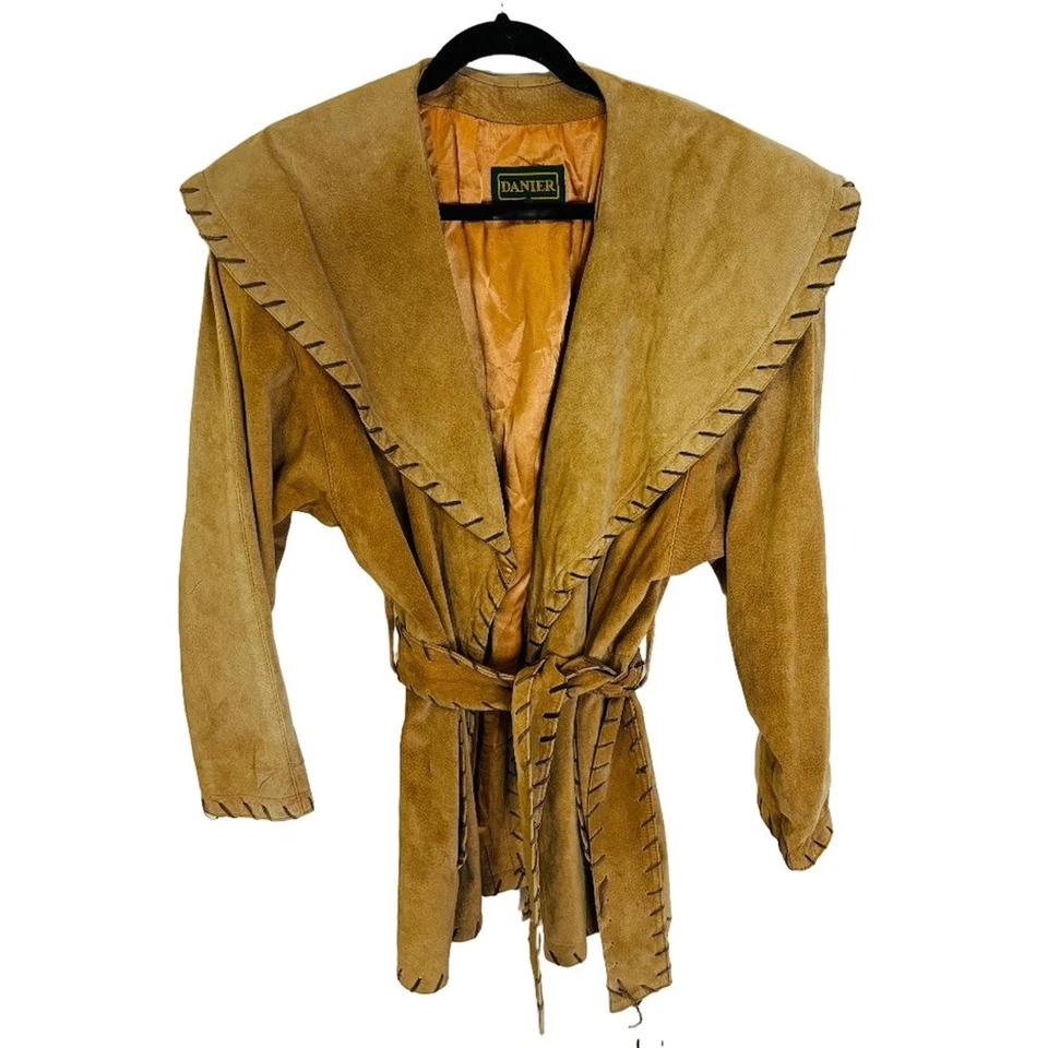 Casaco de cowboy Danier 1970 vintage camurça genuína marrom estilo ocidental tamanho médio - Imagem 2 de 4