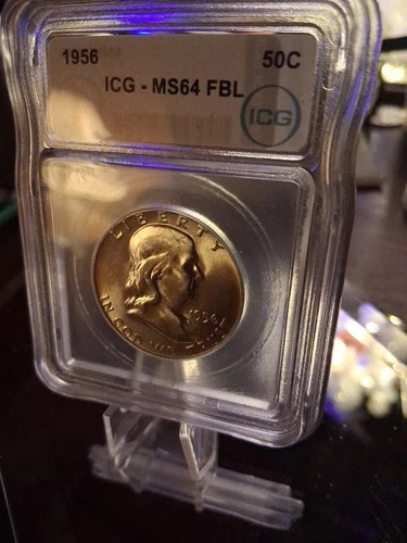 1956 Franklin Half Dollar 50c. ICG MS64 FBL. Absolutely Beautiful Coin!