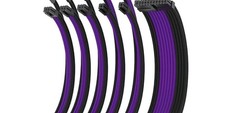 Custom Sleeved PSU Extension Cable Kit Black Purple 24-Pin, 8-Pin CPU, 8-Pi
