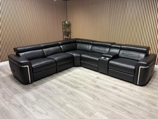 VENICE Leather 2 Corner 2 Power Recliner Sofa + Console - RRP £5,599