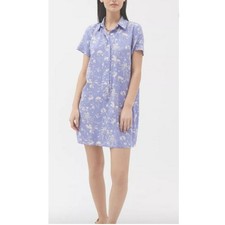 Urban Outfitters Linen Dress Womens S Blue Floral Button Front Shirt Mini