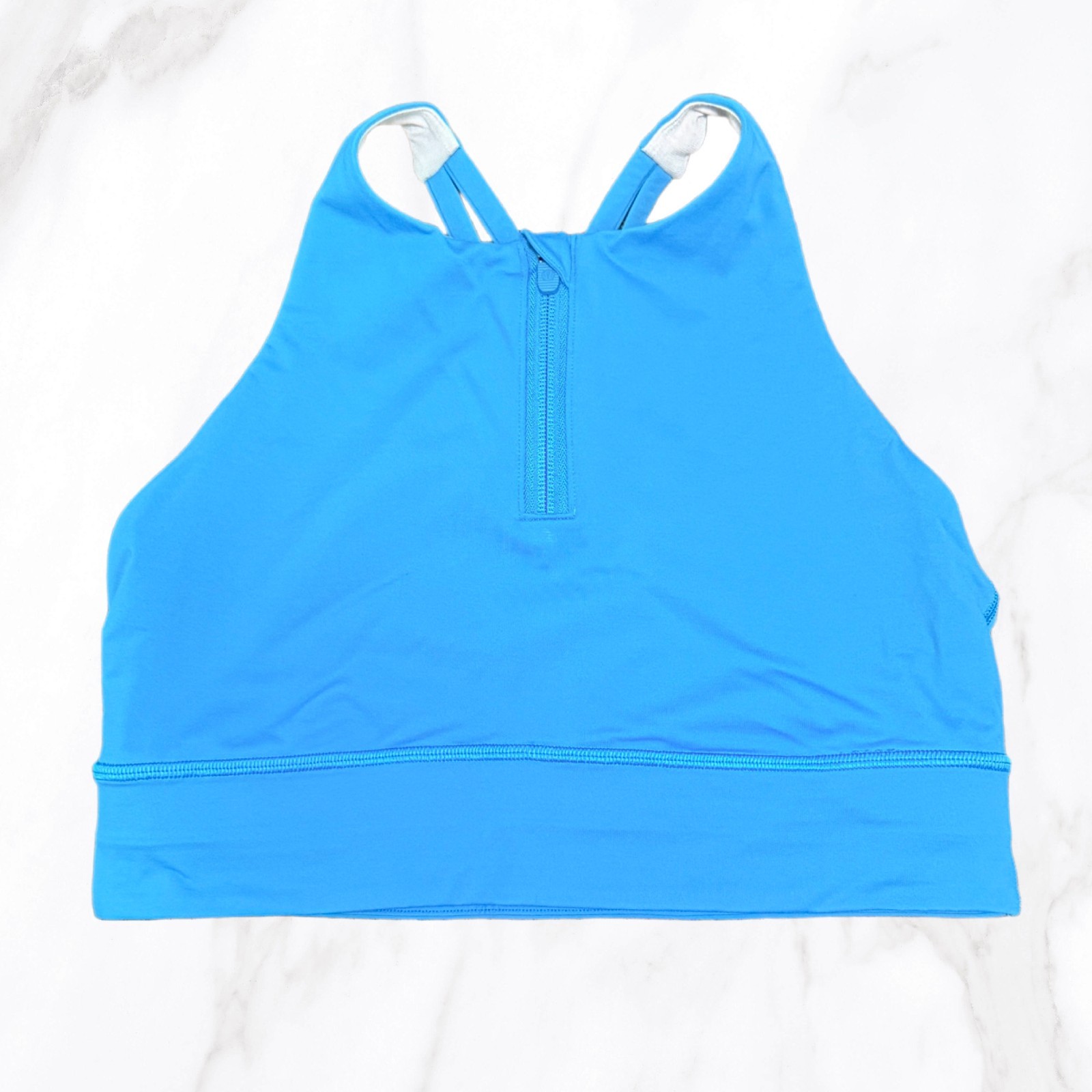Lululemon Women's Poolside Blue High Neck Energy Longline Bra, Size 10