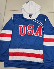 Felpa con cappuccio K1 autentica USA HOCKEY SWEATSHIRT 1980 stile Olimpiadi NUOVA