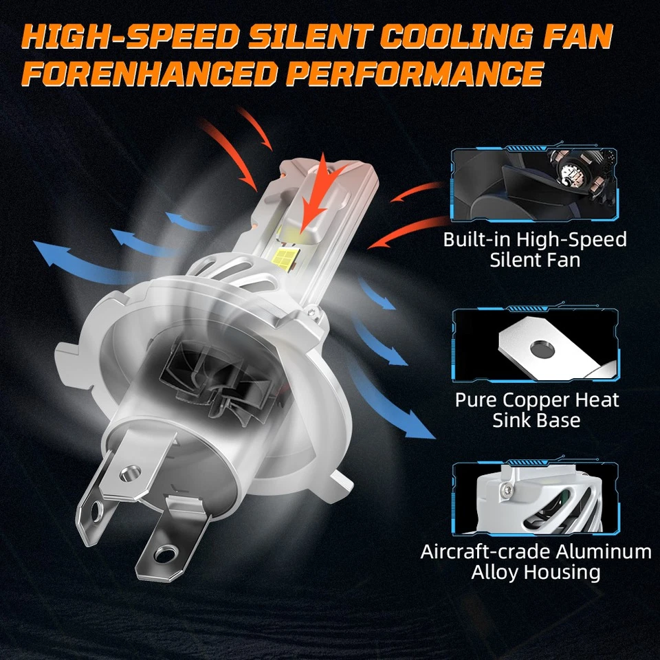 Ultra Bright LED headlight bulb for Arctic Cat 1985-1998 Cougar hi-low 6500K 1PC - Image 4 of 4