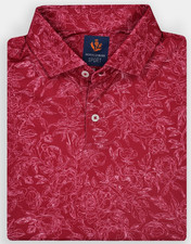 NEW Donald Ross SPORT LARGE Jacques Floral Print Polo Golf Shirt Merlot Red