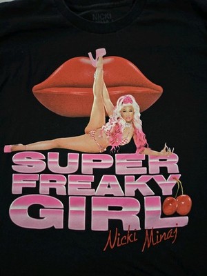Nicki Minaj Super Freaky Girl Short Sleeve Graphic T Shirt Black Large 