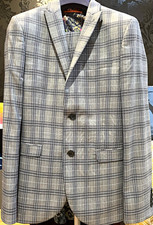 NEXT Men’s Tailoring 3 Piece Grey Check Skinny Fit Suit 36R W32 L31