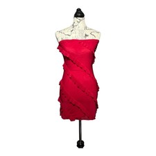 Lucy in the Sky Strapless Ruffled Mini Dress Size Large Red  Night Out