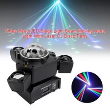 Three Head LED Stage Light Beam Moving Head Light With Laser DJ Disco Party E4