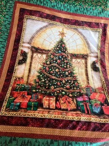 Quilt top: Handmade Christmas Quilt Top-Merry Christmas Tree with Gifts  54"x60"