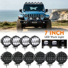 7 Inch Round Led Work Lights Bar White Drl Pods Fog Lamp Offroad Driving