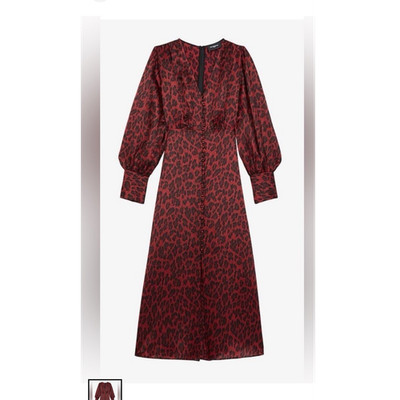 red leopard long sleeve dress Red Wallis Leopard Jacquard Ponte Shift Dress